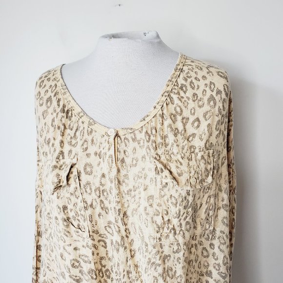 ARITZIA WILFRED 100% Linen Leopard Print Top - Picture 4 of 9